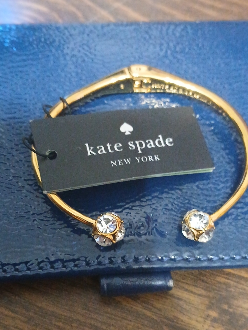 kate spade gold crystal open bangle bracelet